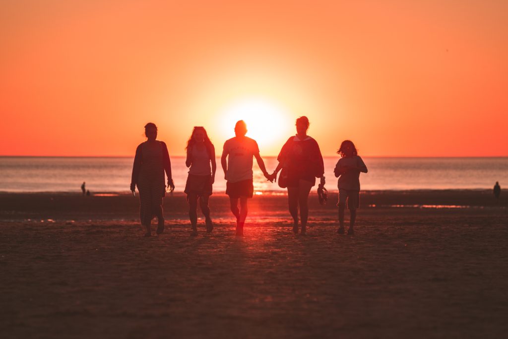 Emotional Intelligence PDF Summary - 5 people walking closely together at the beach